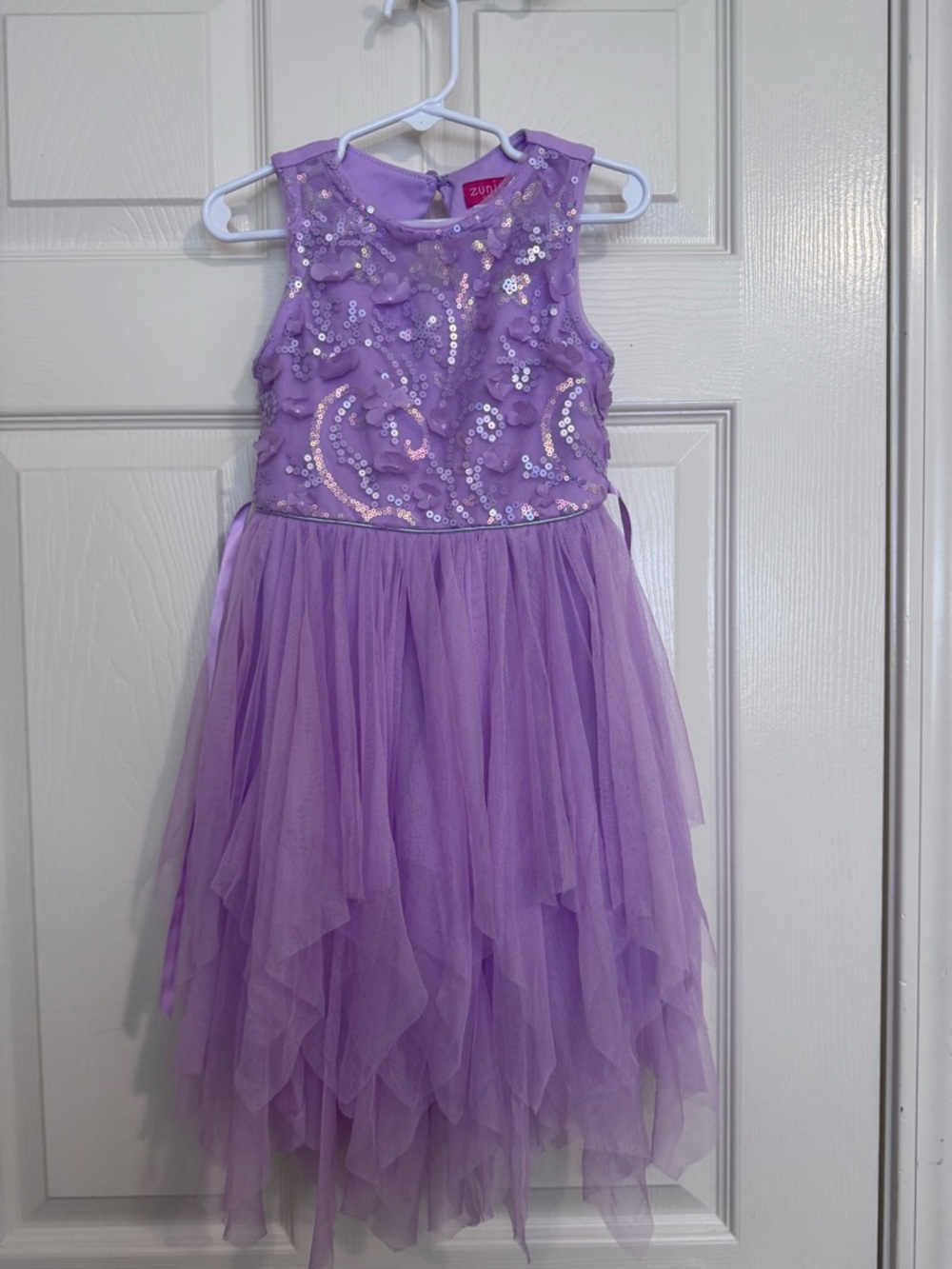 Zunie Girl Lilac Sequin Floral Dress Size XS